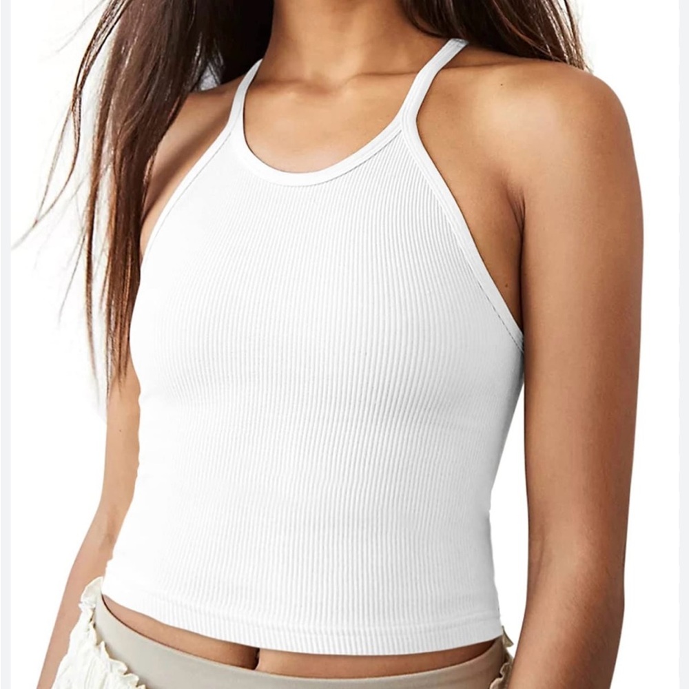 Free People Happiness Runs Long Crop Tank White